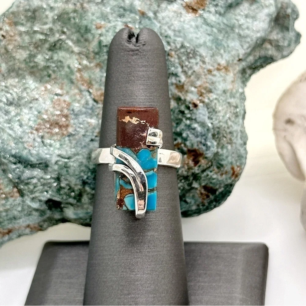 Rare Basalt Turquoise Solid Sterling Silver Ring